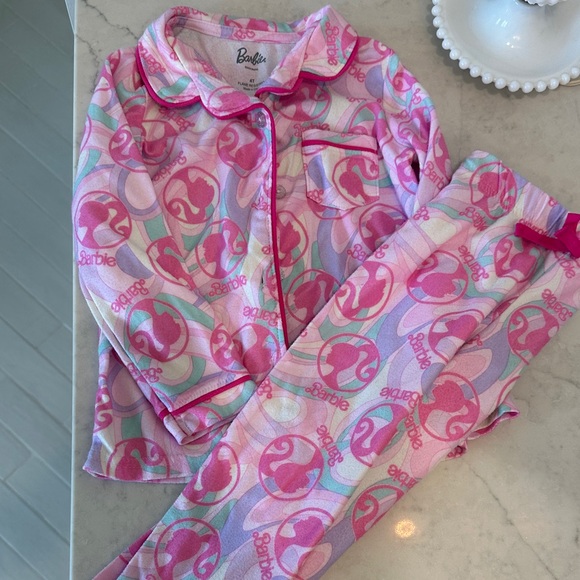 4t Barbie Kids Pajama Set - Pink and White - Picture 1 of 3
